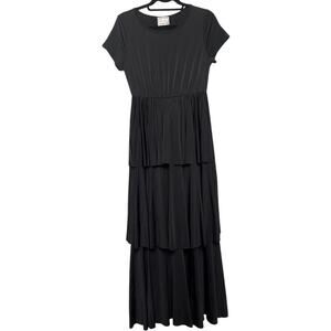 Anthropologie Maxi Dress Womens M Tiered Short Sleeve Romantic Whimsical Dress